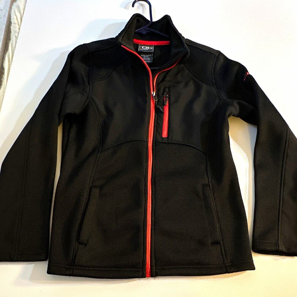 CB Men’s Full Zip Mock Neck Jacket Black/Red Pockets Athletic Fit M EUC